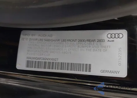 2016 Audi A7 3.0T Premium Plus z USA, uszkodzony, nr VIN WAUWGAFC8GN006927